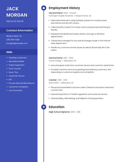 Second Hand Resume