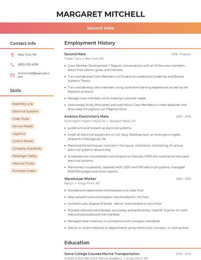 Second Mate Resume