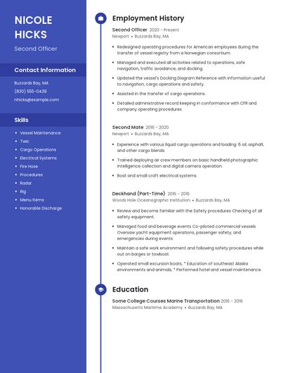 Second Officer Resume