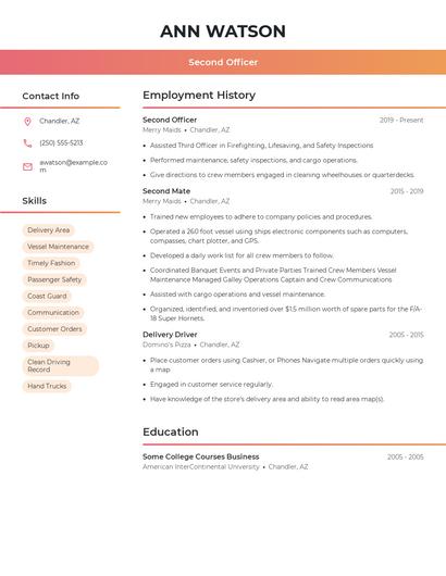 Second Officer Resume