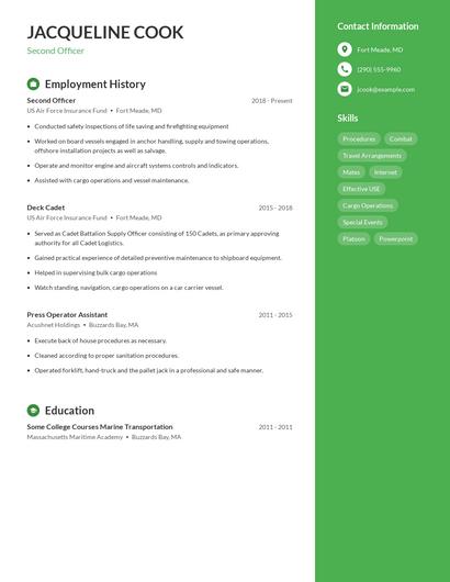 Second Officer Resume