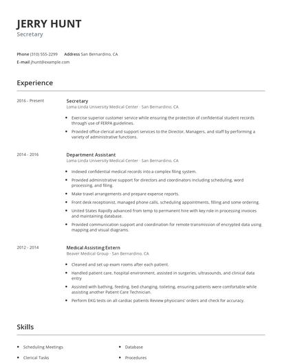Secretary Resume