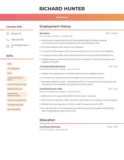 Secretary Resume