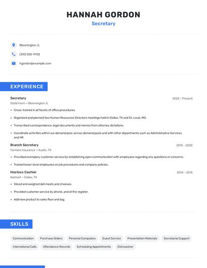 Secretary Resume