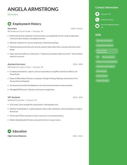 Secretary Resume