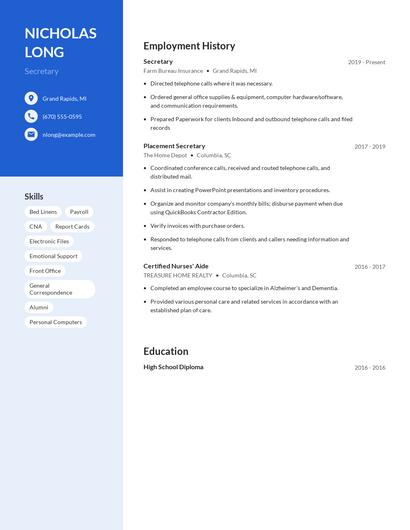 Secretary Resume