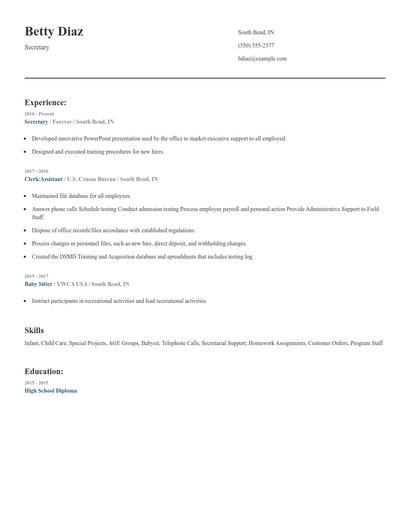Secretary Resume