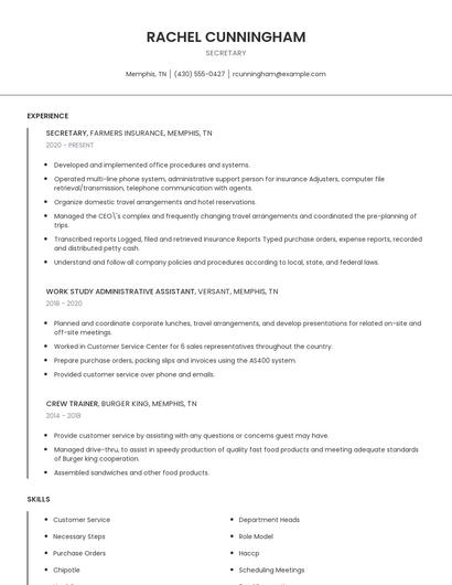 Secretary Resume