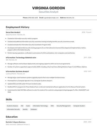 Resume example 2