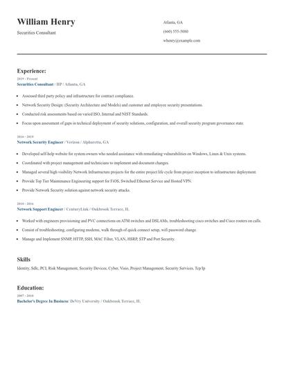 Securities Consultant Resume