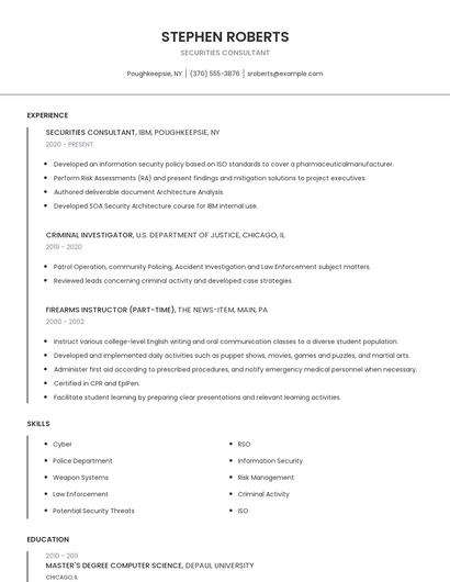 Securities Consultant Resume