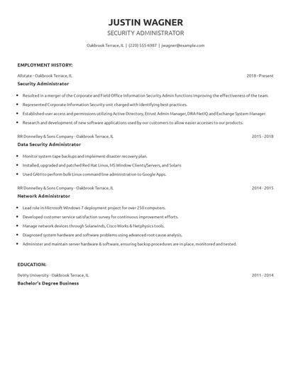 Security Administrator Resume