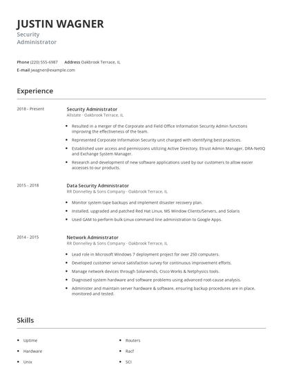 Security Administrator Resume