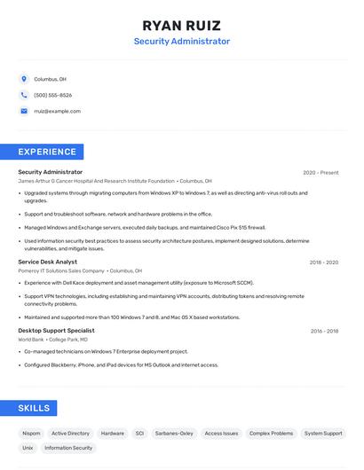 Security Administrator Resume