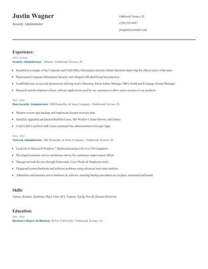 Security Administrator Resume
