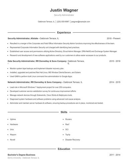 Security Administrator Resume