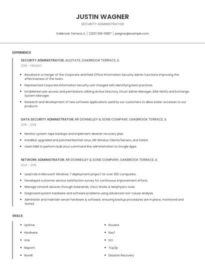 Security Administrator Resume