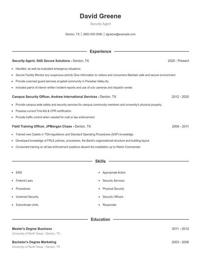 Resume example 1