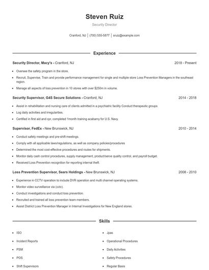 Resume example 1