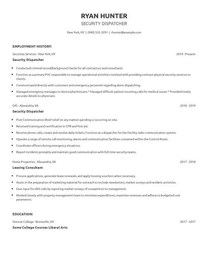 Security Dispatcher Resume