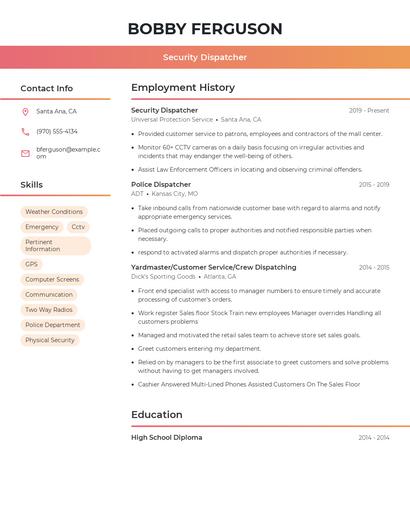Security Dispatcher Resume