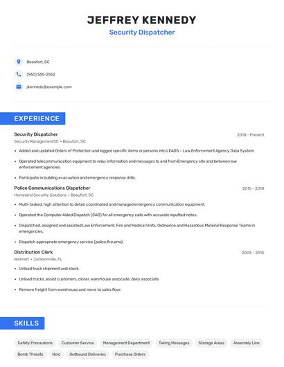 Security Dispatcher Resume