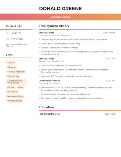 Security Forces Resume