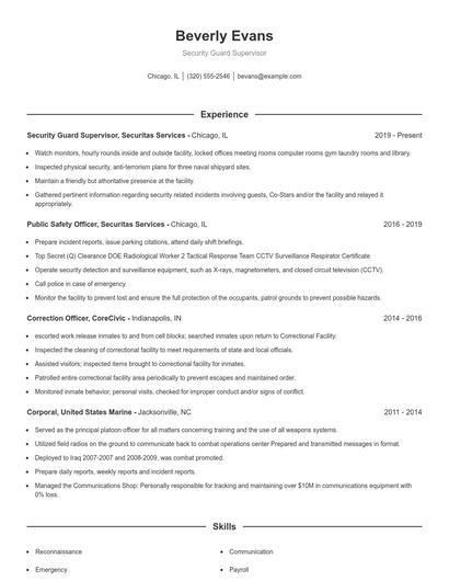 Resume example 1