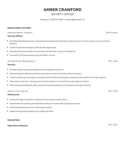 Security Officer Resume