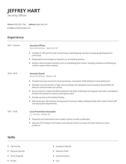 Security Officer Resume
