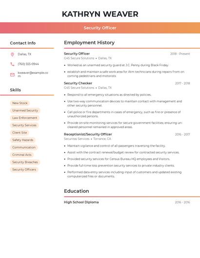 Security Officer Resume