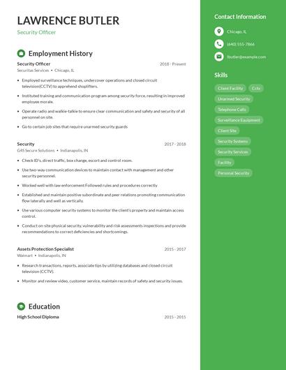 Security Officer Resume