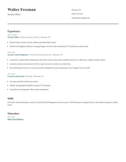 Security Officer Resume