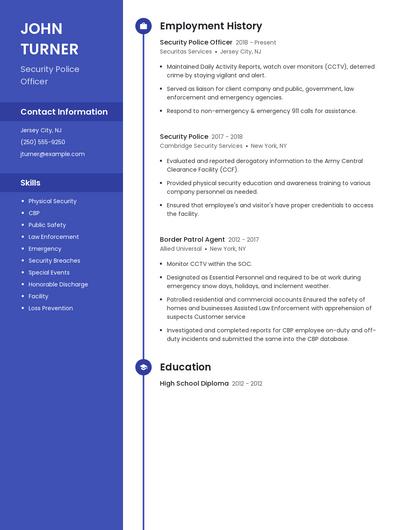 Security Police Officer Resume