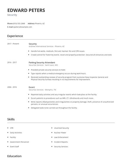 Security Resume