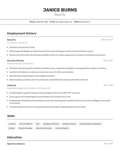 Security Resume