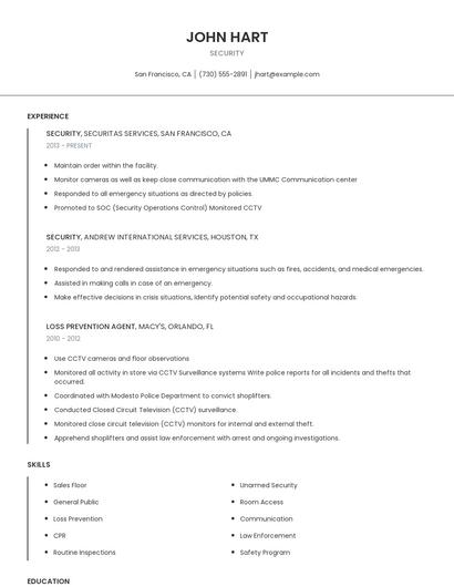 Security Resume