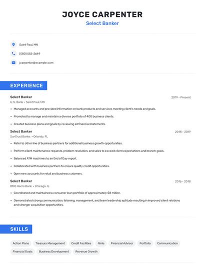 Select Banker Resume