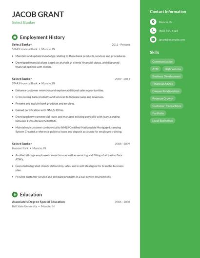 Select Banker Resume