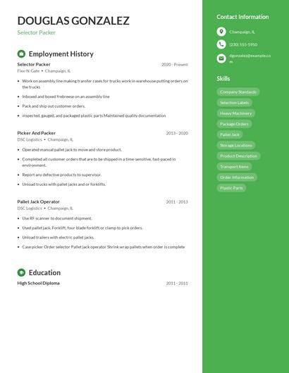 Selector Packer Resume