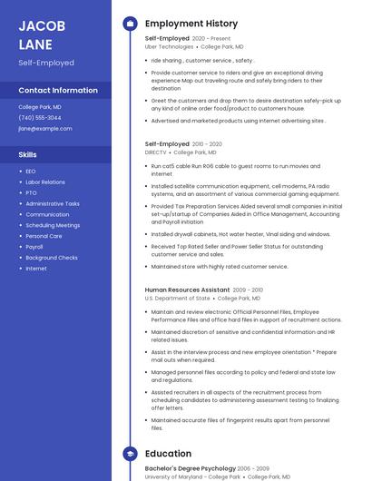 Self-Employed Resume