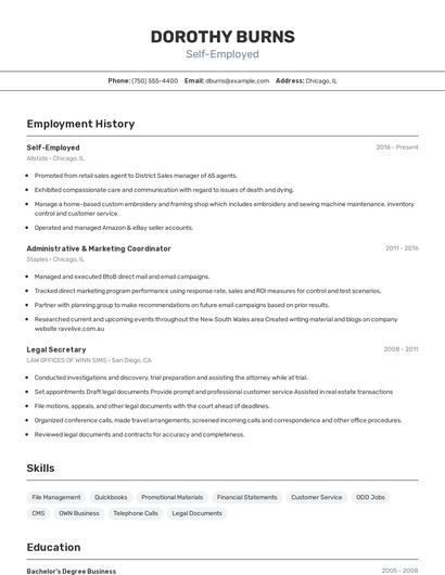 Self-Employed Resume