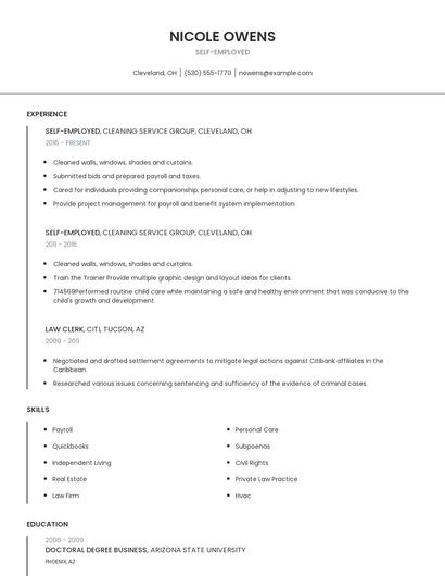 Self-Employed Resume