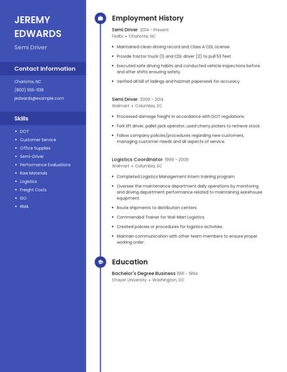 Semi Driver Resume
