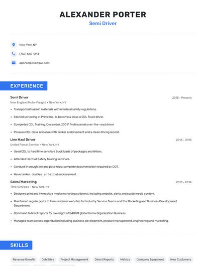 Semi Driver Resume