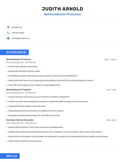 Semiconductor Processor Resume