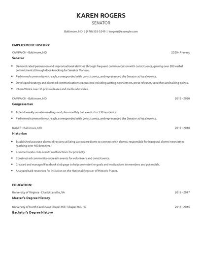 Senator Resume