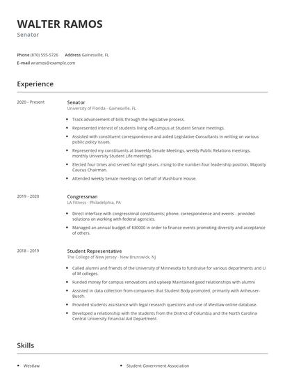Senator Resume