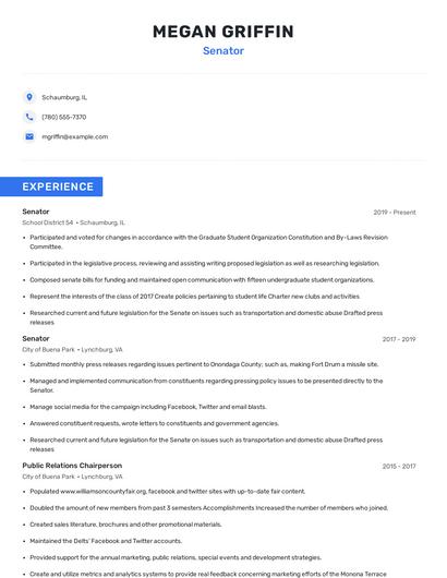 Senator Resume