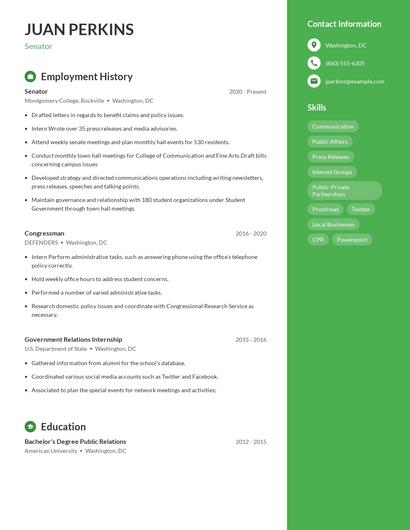 Senator Resume